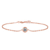 Glojewels Rose Gold Smart Bubble 0.5ct White Moissanite Round Cut Silver Chain Bracelet