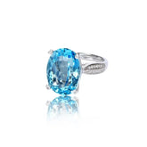 Glojewels Chic Accent Skyl Blue Natura Topaz Oval Cut Silver Ring