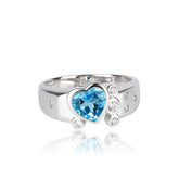 Glojewels Accent Stones Sky Blue Natural Topaz Heart Cut Silver Ring