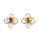 Glojewels Vintage Floral Madeira Natural Citrine Oval Cut Silver Stud Earring