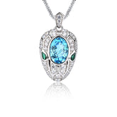 Glojewels Stylish Snake-Inspired Blue Natural Topaz Oval Cut Pendant Necklace