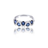 Glojewels Classic Artistry Multi-Stone Natural Sapphire Round Cut Silver Band Ring