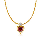 Glojewels Gold Vintage Eternal Flame Natural Garnet Heart Cut Silver Pendant Necklace