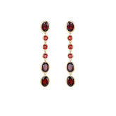 Glojewels Gold Chic Cascading Natural Garnet Oval Cut Silver Drop Earring
