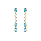 Glojewels Gold Chic Multi-Tier Blue Natural Topaz Oval&Round Cut Dangle Earring