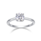 Glojewels Solitaire Petite White Sapphire 1ct Moissanite Round Cut Silver Ring
