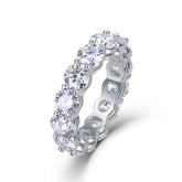 Glojewels Eternity Popular White Sapphire Moissanite Round Cut Silver Band Ring