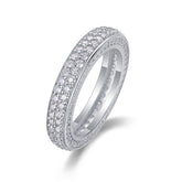 Glojewels Eternity Cluster Pave Setting White Sapphire Moissanite Round Cut Silver Band Ring