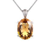 Glojewels Timeless Elegance Solitaire Yellow Natural Citrine Oval Cut Silver Pendant Necklace