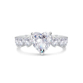 Glojewels Big Stone Eternity Elegant White Sapphire Heart Cut Silver Ring
