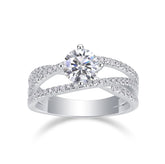 Glojewels Interwoven Elegant White Sapphire 1ct Moissanite Round Cut Silver Ring