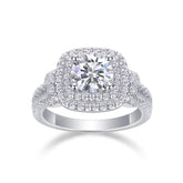 Glojewels Double Halo Split Shank Bowknot White Sapphire 1ct Moissanite Round Cut Silver Ring