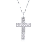 Glojewels Cross Clavicle White Round Cut Moissanite Pendant Necklace
