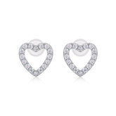 Glojewels Heart White Round Cut Moissanite Stud Earring