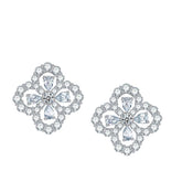 Glojewels Lucky Clover White Moissanite Pear&Round Cut Silver Stud Earring