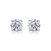 Glojewels 4 Claw White Round Cut 1ct Moissanite Stud Earring