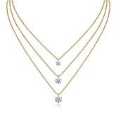 Glojewels Gold Classical 6-Claw 3.5ctw White Moissanite Round Cut Silver Layered Necklace