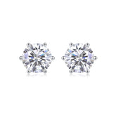 Glojewels 6 Claw White Round Cut 1ct Moissanite Stud Earring