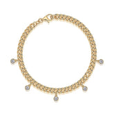 Glojewels Gold Wide Chain 0.5ctw White Moissanite Round Cut Silver Bracelet