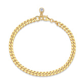 Glojewels Gold Wide Chain 0.3ct White Moissanite Round Cut Silver Bracelet