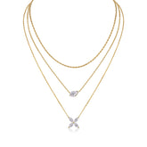 Glojewels Gold Tone Layered White Pear&Marquise Cut Moissanite Necklace