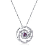 Glojewels Art Deco Rose Alexandrite Round Cut Silver Pendant Necklace