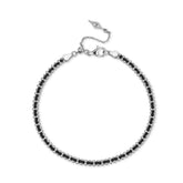 Glojewels Black Rope Adjustable Slider Bead Silver Bracelet