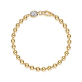 Glojewels Gold Bead 1.25ct White Moissanite Oval Cut Silver Chain Bracelet