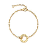 Glojewels Gold Adjustable Time Clock White Moissanite Round Cut Silver Chain Bracelet