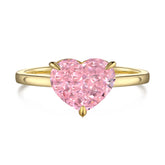 Glojewels Solitaire Gold Tone Pink Sapphire Heart Cut Silver Ring