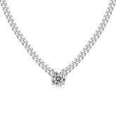 Glojewels Cuban White 1ct Round Cut Moissanite Pendant Clavicle Necklace