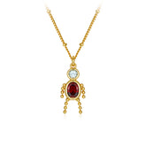 Glojewels Gold Joyful Spirit Natural Topaz & Garnet Round & Oval Cut Silver Pendant Necklace