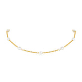 Glojewels Gold Simple Natural Freshwater Pearls Silver Beaded Necklace