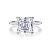 Glojewels Solitaire White Sapphire 6ct Moissanite Asscher Cut Silver Ring