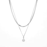 Glojewels Snake Bone Stacking 1ct White Moissanite Round Cut Silver Pendant Necklace