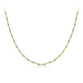 Glojewels Gold Simple Natural Amazonite Silver Beaded Necklace