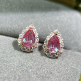 Glojewels Rose Gold Teardrop Design Alexandrite Pear Cut Silver Stud Earring