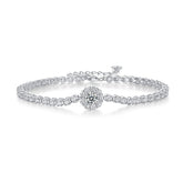 Glojewels Halo Flower 0.5ct White Moissanite Round Cut Silver Tennis Bracelet