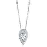 Glojewels Halo White Pear Cut 1.5ct Moissanite Pendant Necklace