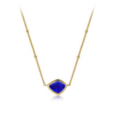 Glojewels Gold Simple Style Natural Lapis Lazuli Silver Pendant Necklace