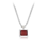 Glojewels Perfume Bottle Shaped Natural Garnet Emerald Cut Silver Pendant Necklace