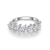 Glojewels Classical Half Eternity White Moissanite Pear Cut Silver Band Ring