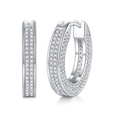 Glojewels White Round Cut Moissanite Hoop Pave Earring