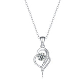 Glojewels Heart White Round Cut 0.5ct Moissanite Pendant Necklace