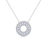 Glojewels Circle White Round Cut Moissanite Pendant Necklace