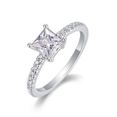 Glojewels 4-claw White Sapphire 0.9ct Moissanite Princess Cut Silver Ring