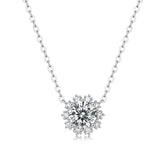 Glojewels Snowflakes White Round Cut 1ct Moissanite Pendant Necklace