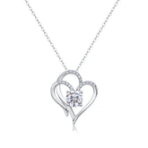 Glojewels Heart Shape White 1ct Round Cut Moissanite Pendant Necklace