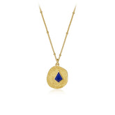 Glojewels Gold rhombus Shape Natural Lapis Lazuli Kite Cut Silver Pendant Necklace