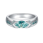 Glojewels Vintage 1ct Paraiba Blue-green Moissanite Marquise Cut Silver Ring